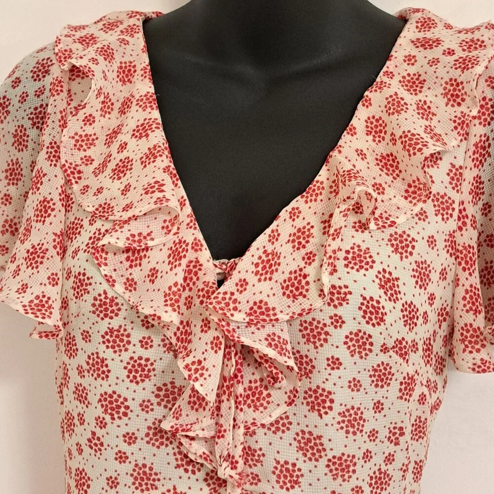 Princess Polly Women's White and Red Ruffled Mini Dress Misses Size 0 - Picture 9 of 11